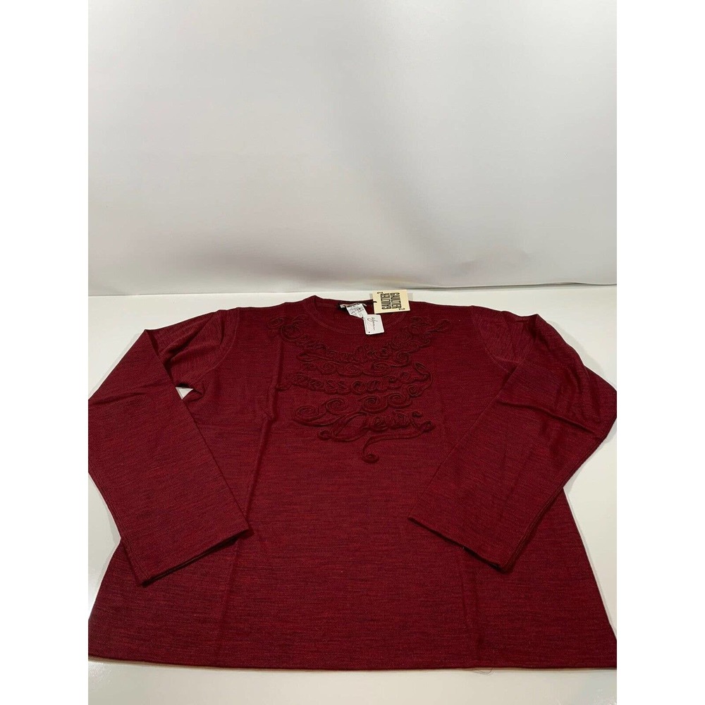 Jean Paul Gaultier 2 Mens Red Embroidery Amaranto Sweater Top Sz L NWT *